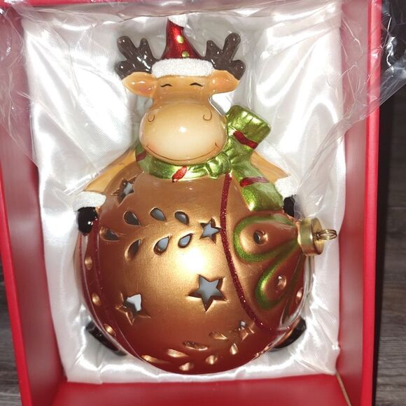 Home Reflections Reindeer Ornament Luminary Flameless Multi Color Candle - Picture 2 of 13